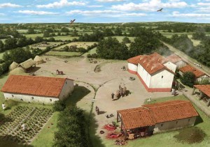 Newnham Romano-British Farm. Illustration by Pete Urmston.
