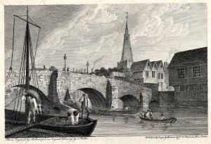 River traffic by the old Bedford town bridge, 1794. Some residents complained of the river being too full of boats for fishing! Photograph courtesy of Bedfordshire and Luton Archives Service.