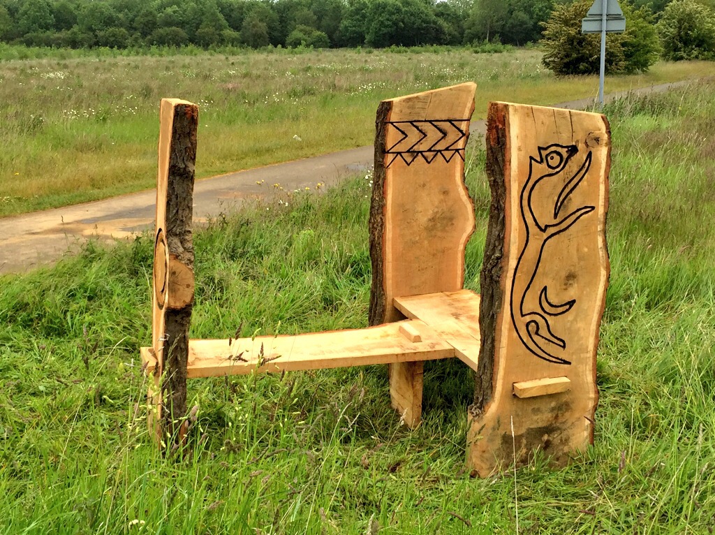 Carved bench by Luke and Ed A